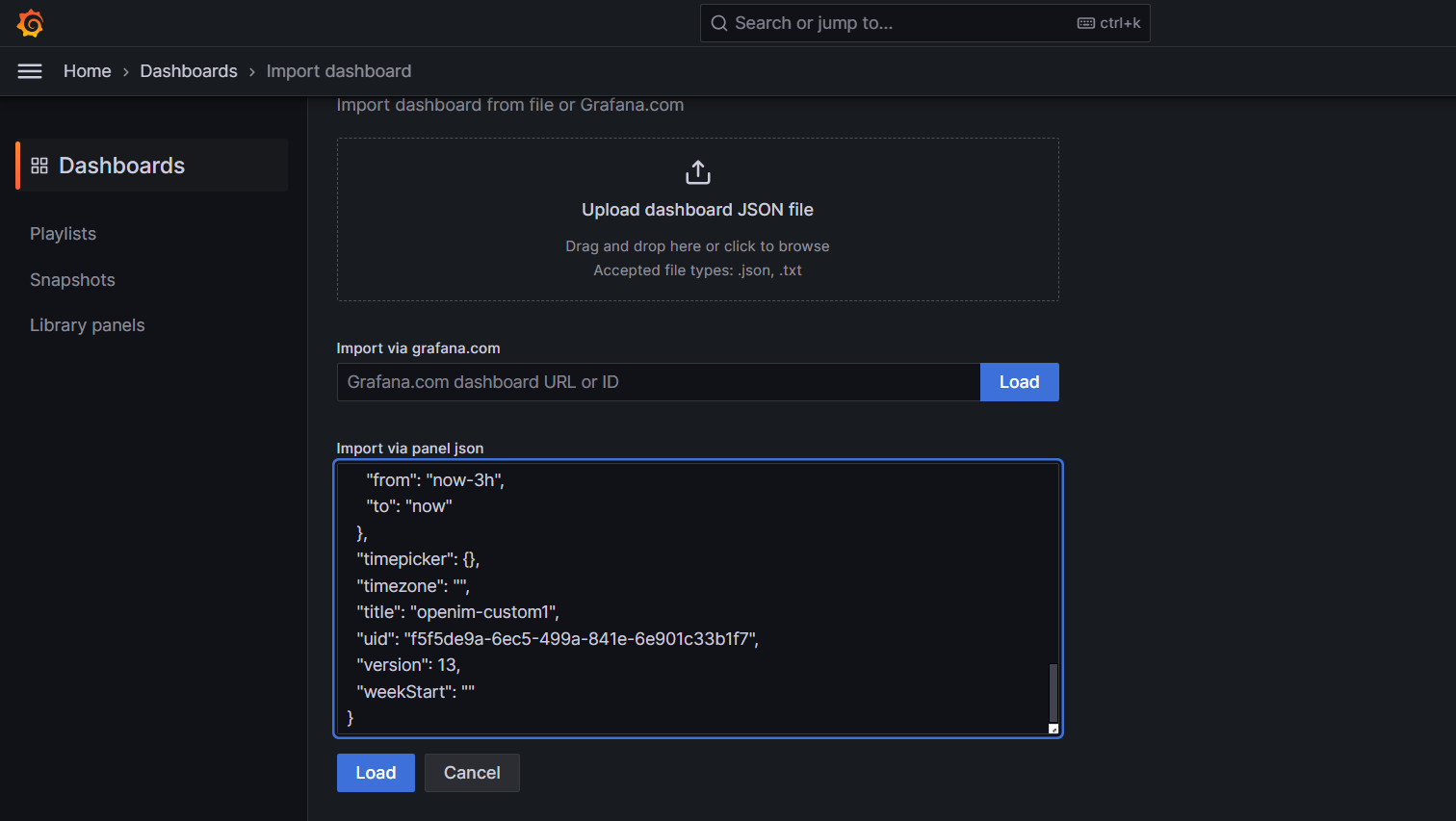 Load the OpenIMServer dashboard